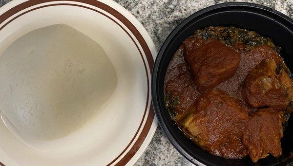 Egusi Soup Regular Pounded Yam Okele Chicken