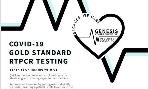 We offer rapid and lab COVID tests.
Most Insurances accepted make an appointment at www.genesiswellscreen.com