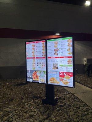 Menu at drive thru