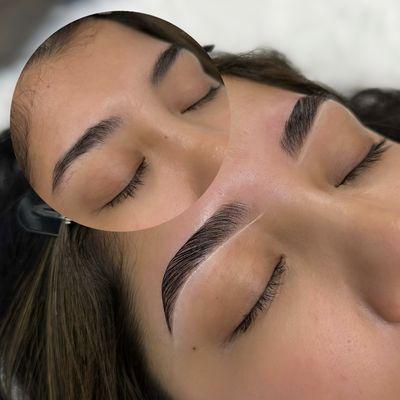 brow lamination, wax, and tint