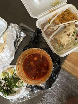 Menudo and Quesadilla Specialty Platter