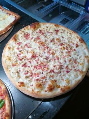 Chicken bacon ranch specialty pizza.