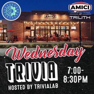 We have Trivia every Wednesday from 7-8:30. Stop in for to enjoy great food while having fun! Gift certificates are awarded to the winners!