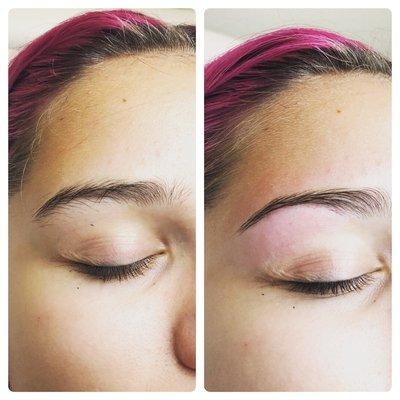 Before and after brow wax