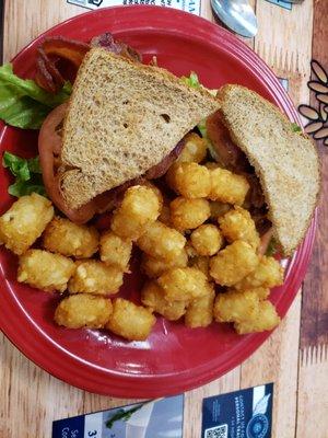 BLT on wheat with tots