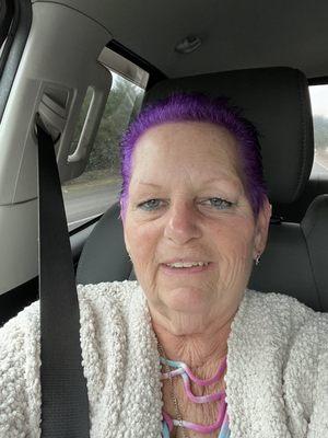 granddaughter said I should color my hair purple the girls Get a kick out of what color my hair is makes me feel good