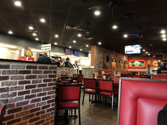 View of the indoor dining area.