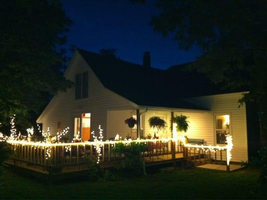 Evening view of deck at Tasting Room