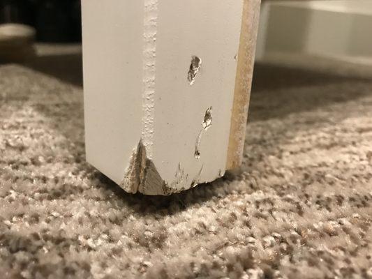 Damage to dresser that was dropped by movers