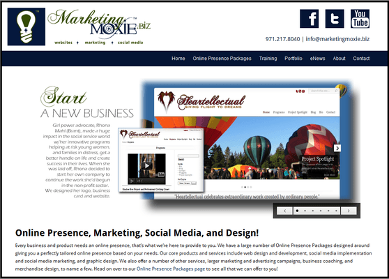 MarketingMoxie.biz home page.