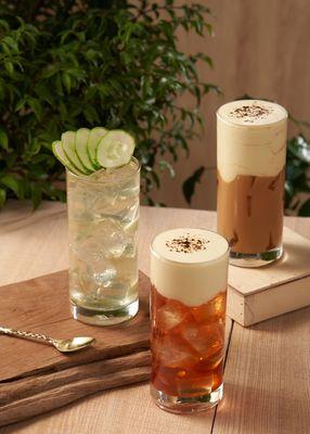 Cucumber Limeade, Thai Tea, Sea Salt Coffee