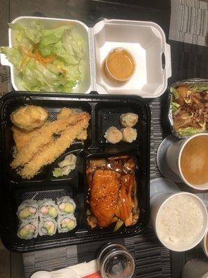 Salmon teriyaki dinner bento box+Takoyaki