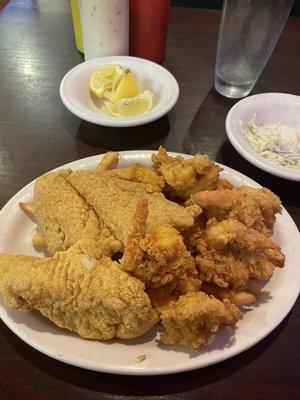 Fried fish and shrimp.