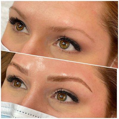 Before + after microblading strokes