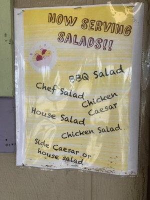 Salad Menu