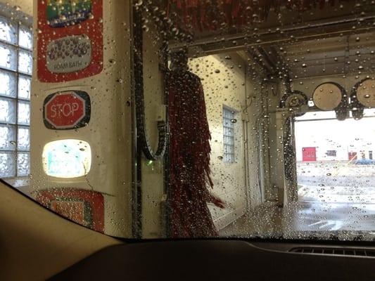 Inside the car wash