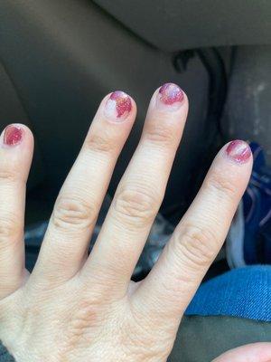 Nails chipping off before even a week after getting my manicure and pedicure.