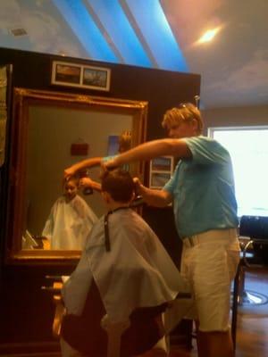 Terry cutting hair