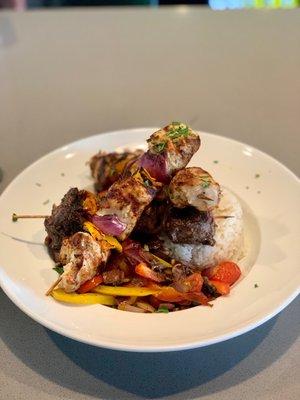 Skewers with rice and veggies