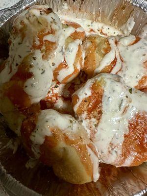 Buffalo garlic knots (or knot soup?)