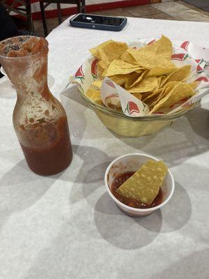 Fresh warm chips! And we'll balanced cold salsa