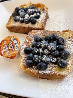 French toast with blueberries. Blueberries were $2 charge