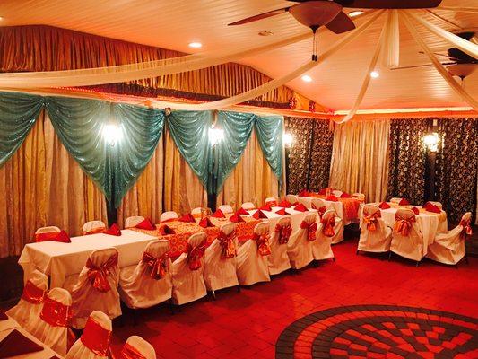 Party room , white and red combination at our North Bruswick location CHOPSTICK III