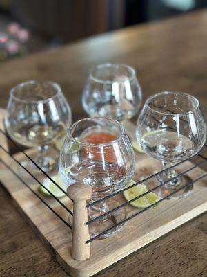 Tequila and mezcal flight