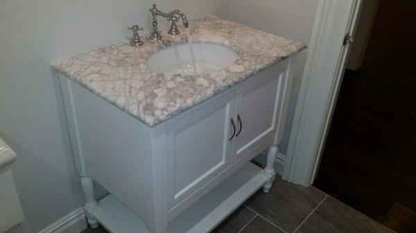 New vanity finish work installation