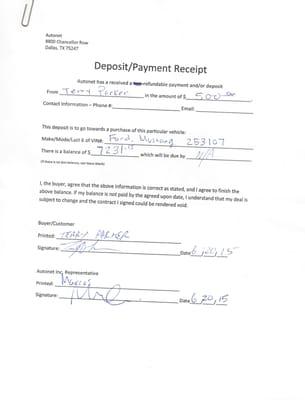 The refundable deposit agreement they signed. They then refused to give refund and stole my $500.