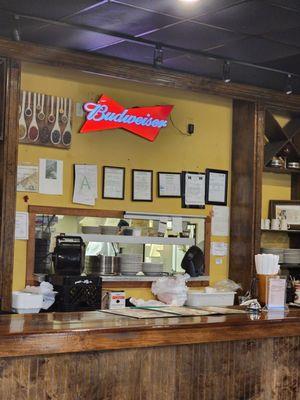 Inside counter of kebab and curry