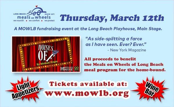 Join us for a Meals on Wheels fundraiser. Please go to https://MOWLB.org for more information and online ticket copy purchase