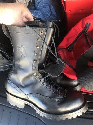 Hawthorne wildland firefighting boots. Cleaned and polished.