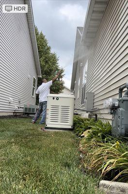 Treating eves for preventing bees, wasps and hornet from nesting on the home. Also prevent spiders form spinning their webs on the home.