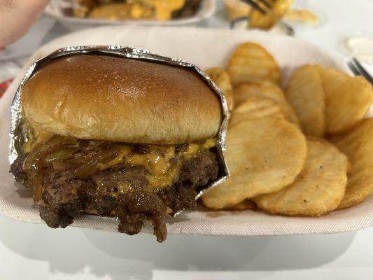 Shack burger and fries, both are delicious.