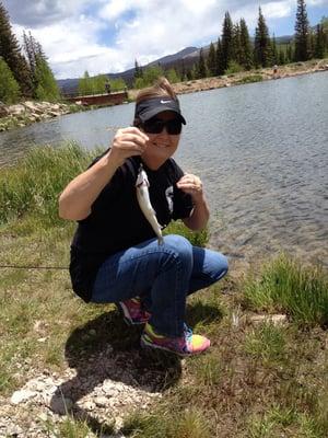 Christy with a good little brookie!