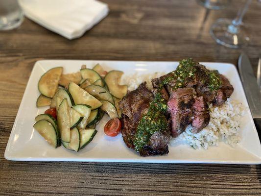 Chimichurri steak and cucumber salad