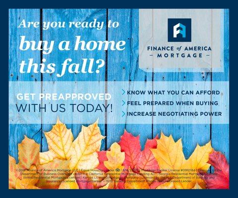 Happy 1st day of fall. Are you looking to buy a home? Contact one of our Mortgage Advisors to get prequalified today.