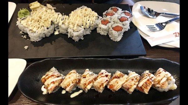 (T) 2 Shrimp Tempura and 1 Spicy Tuna Rolls (B) June Roll