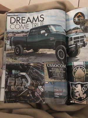 Not just any truck! Last month in the diesel tech magazine page 52. Three pages.