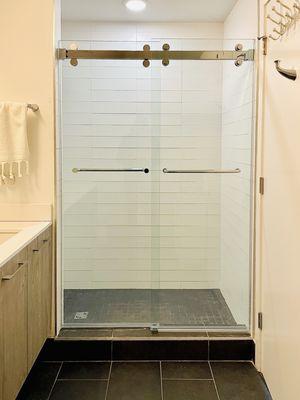 Frameless Double Sliding Shower Enclosure - Chrome Finish