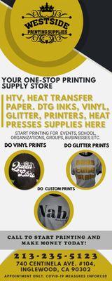 Call for T-shirt Printing Supplies today!