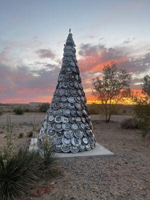 Fun Christmas tree and beautiful sunset!