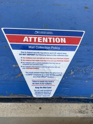 Mail collection policy for anyone with questions!