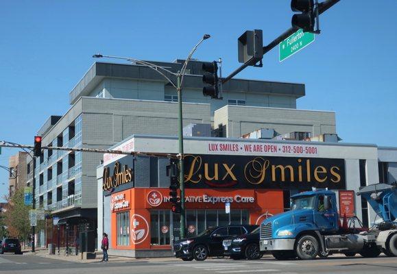 A prominent corner storefront.