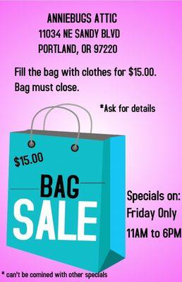 Come fill our paperbag with clothes for just $15.00