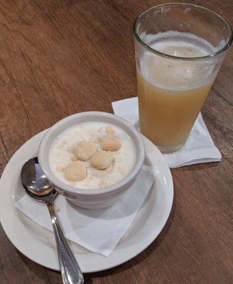 Clam chowder and a Beer