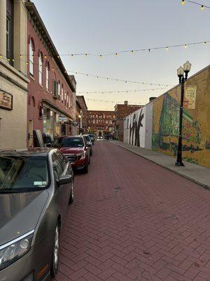 Cozy side street beside the pig