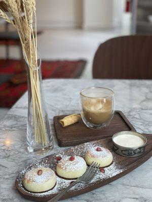 Cottage Cheese Pancakes with Balkaimak Cream