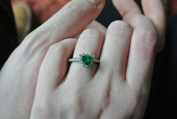 Custom emerald engagement ring